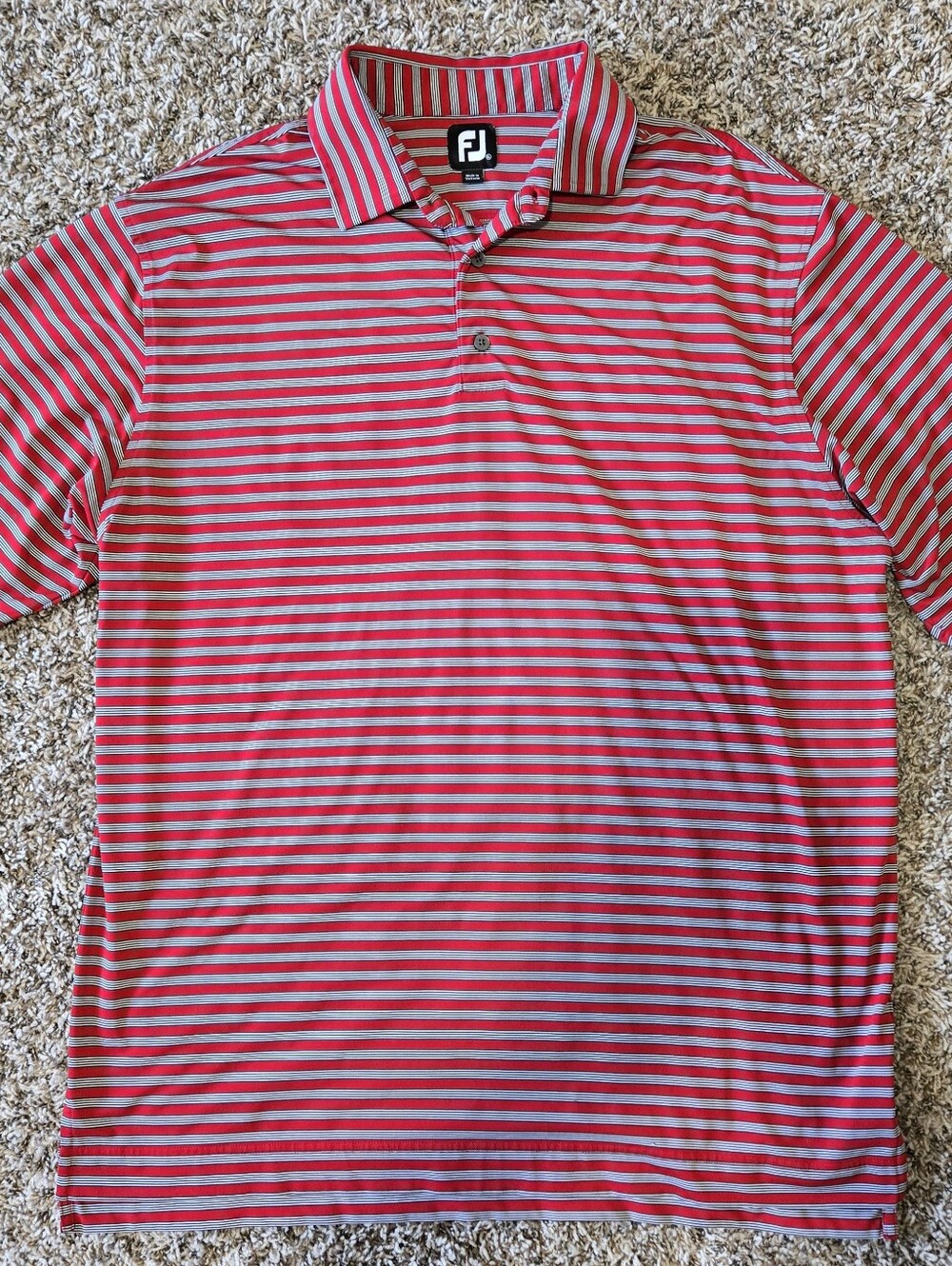 FootJoy Polo Shirt Mens XL Red White & Gray Athletic Fit Short Sleeve Golf